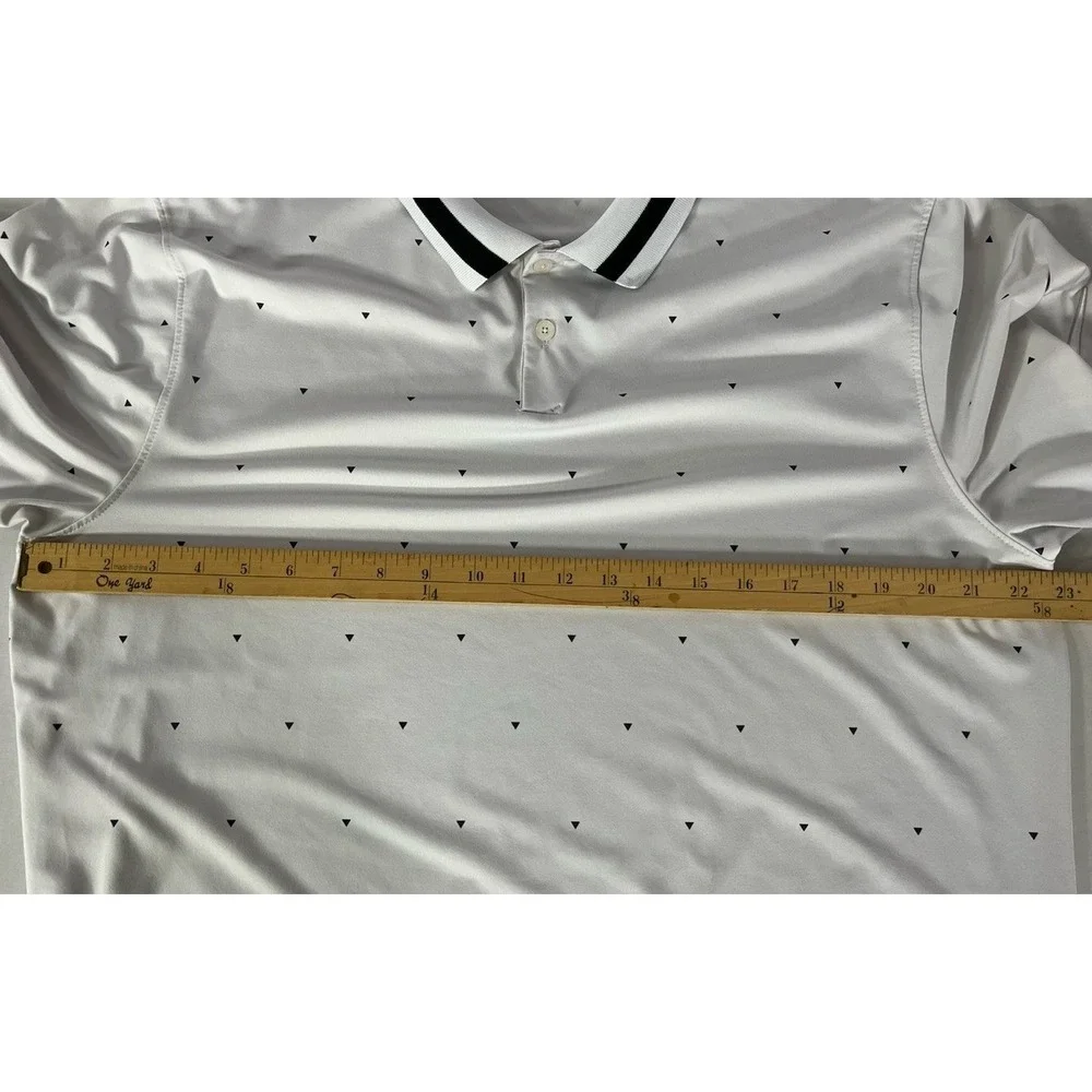 Nike Dri-Fit Golf‎ Polo Mens Lg Micro Print Shirt White Standard Fit